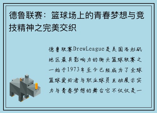 德鲁联赛：篮球场上的青春梦想与竞技精神之完美交织